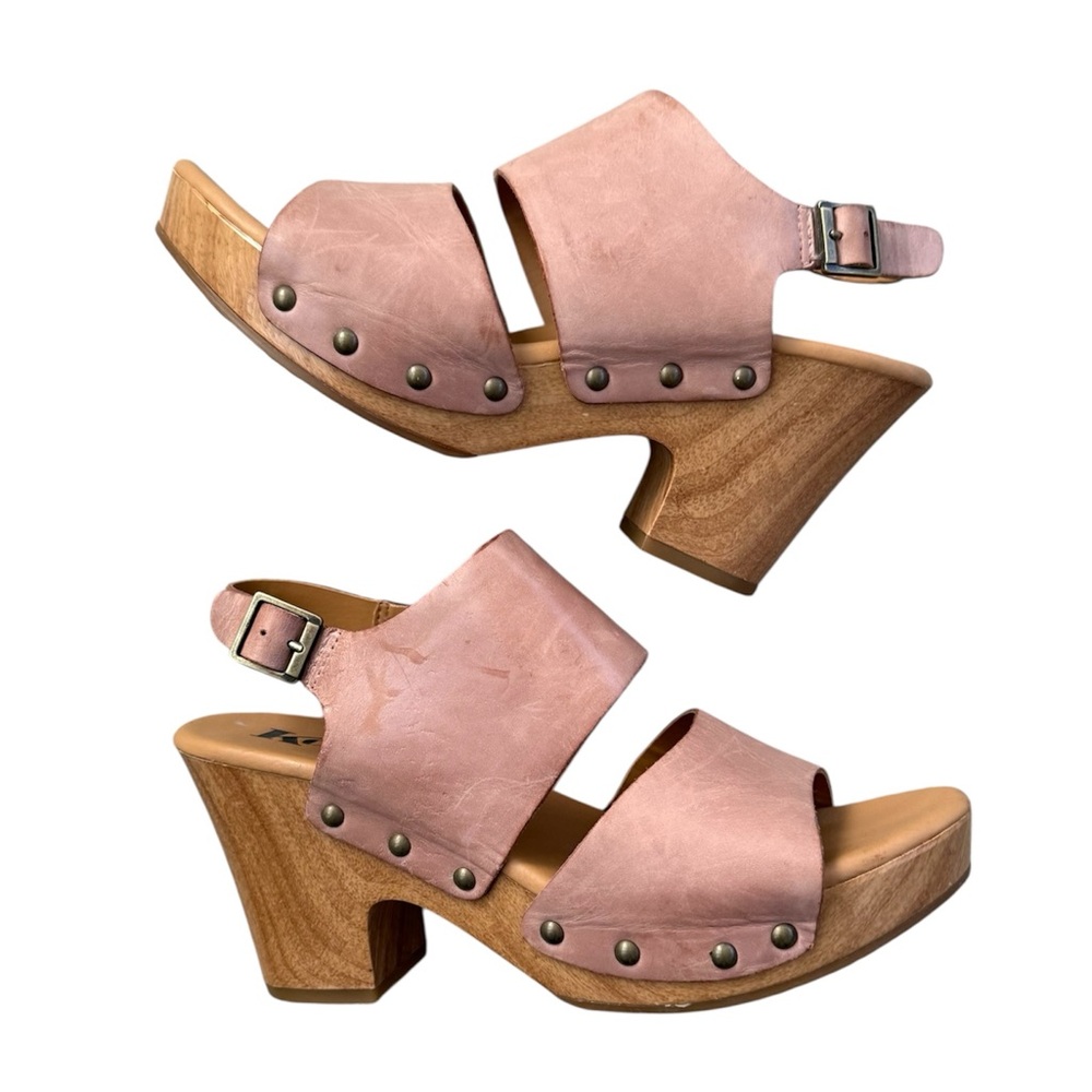 Korks Leather Open Toe Slingback Heeled Sandals